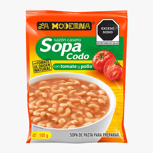 SOPA DE CODO CON TOMATE Y POLLO LA MODERNA SOBRE 100  GR.