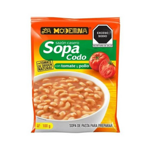 SOPA DE CODO CON TOMATE Y POLLO LA MODERNA SOBRE 100  GR.