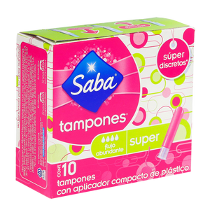 TAMPON SABA SUPER SIN OLOR 10  PZA.