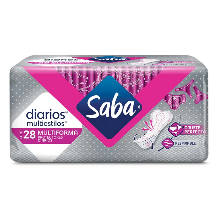 PANTIPROTECTORES SABA DIARIOS MULTIFORMA AJUSTE PERFECTO 28  PZA.