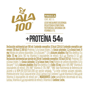 LECHE LALA 100 SIN LACTOSA + PROTEINA 54G 1  LT.