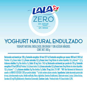 YOGHURT BATIDO LALA NATURAL ZERO 900  GR.