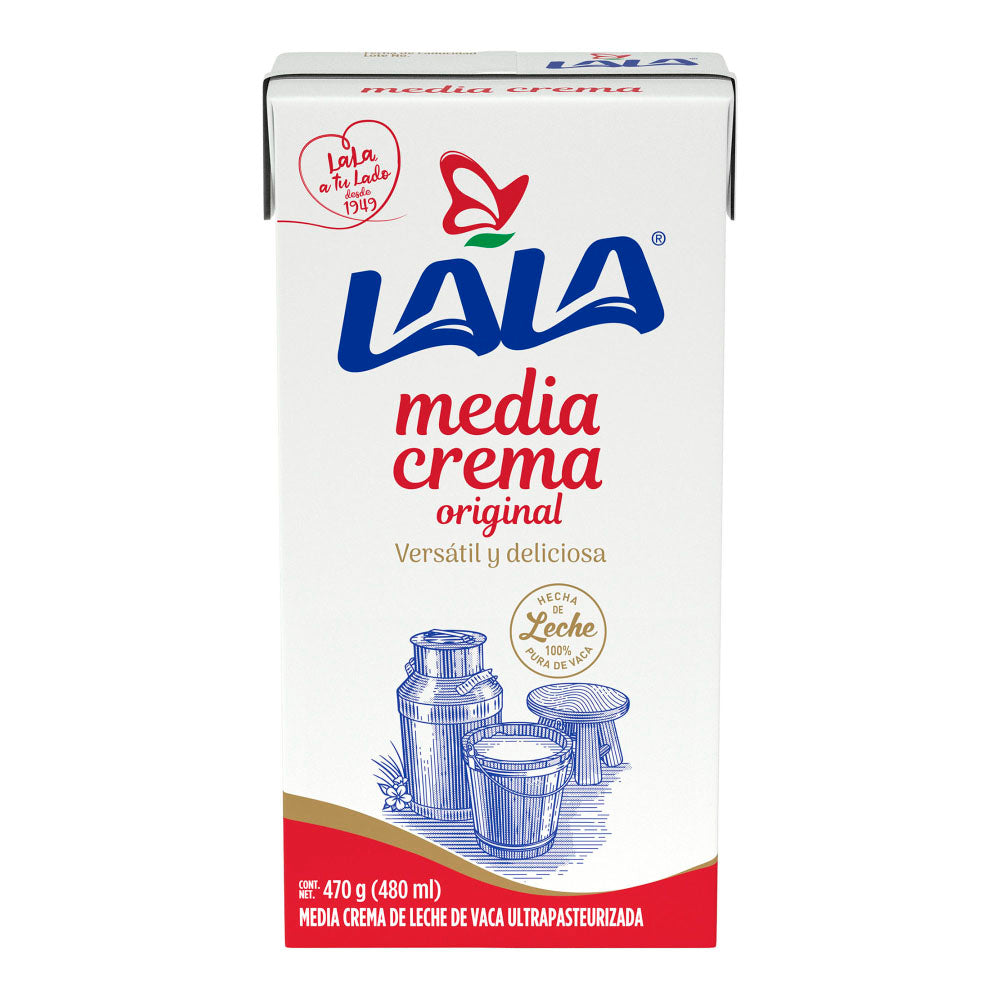 MEDIA CREMA DE LECHE DE VACA ULTRAPASTEURIZADA  LALA 470  GR.