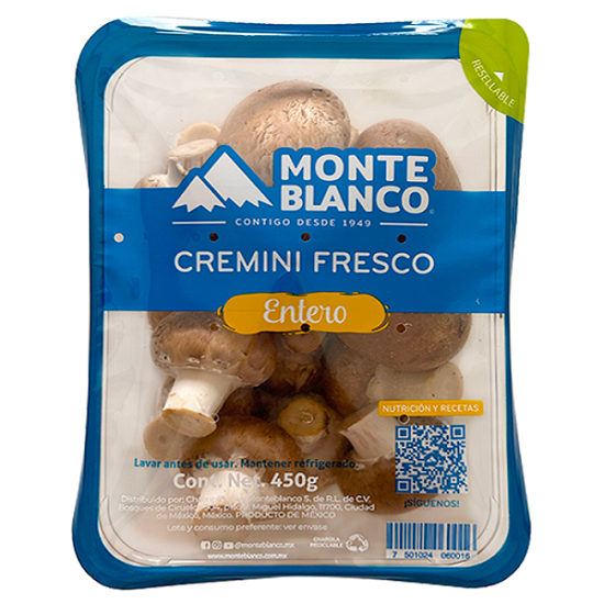 CHAMPIÑON CREMINI MONTEBLANCO TERMOSELLADO 450  GR.