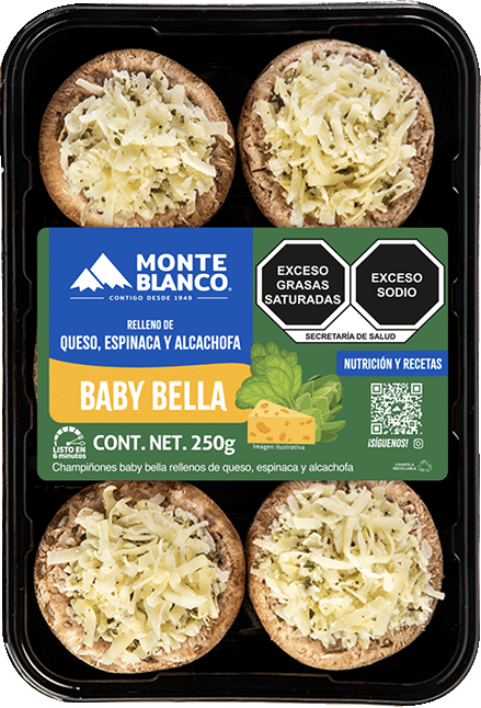 BABY BELLA RELLENO DE QUESO ESPINACA Y ALCACHOFA MONTEBLANCO 250  GR.