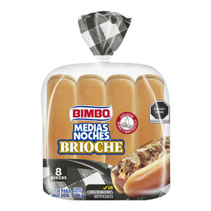 PAN PARA HOT DOG BRIOCHE MEDIAS NOCHES BIMBO 384  GR.