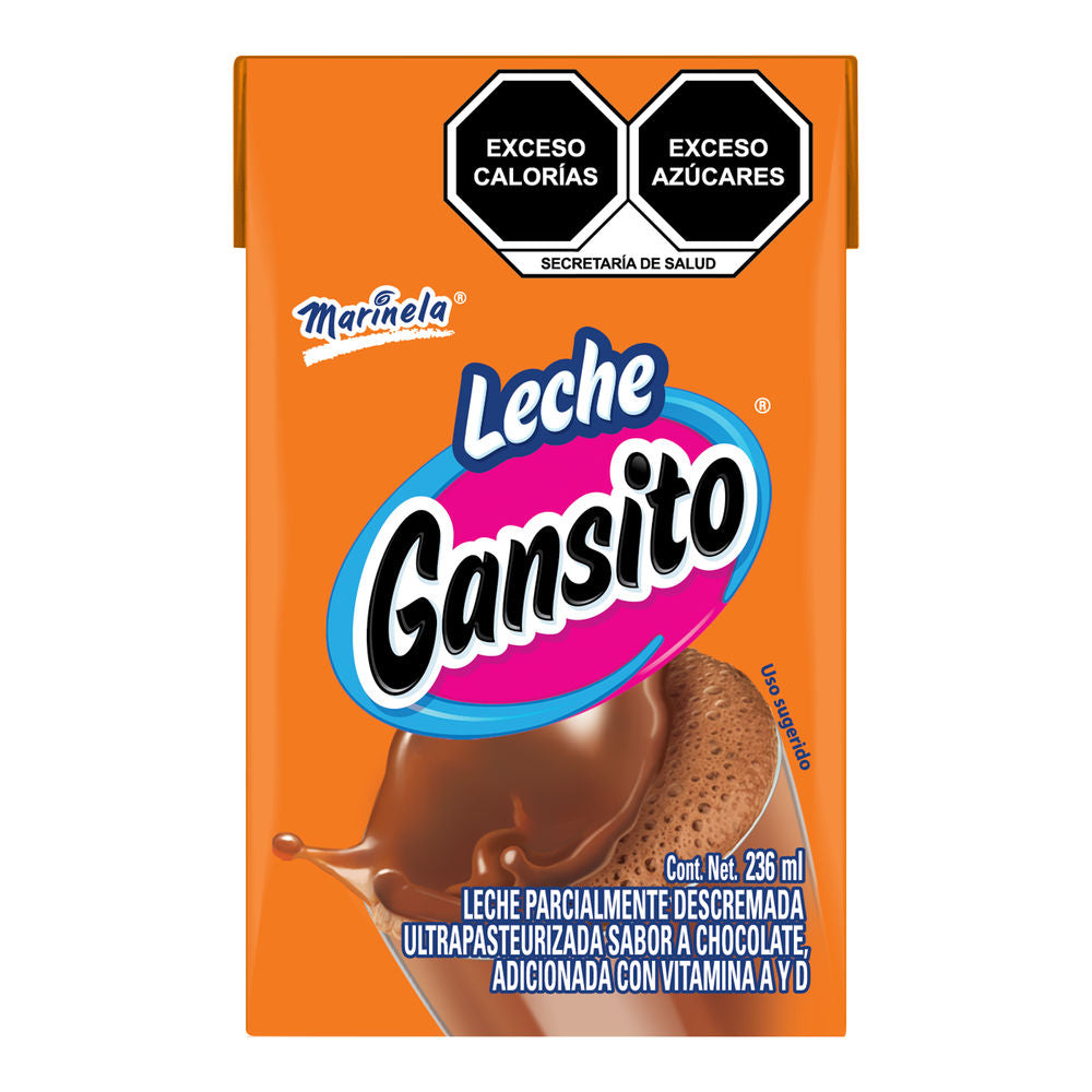 LECHE GANSITO MARINELA SABOR CHOCOLATE DESCREMADA ULTRAPASTEURIZADA 236  ML.