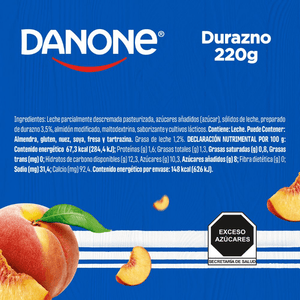 YOGHURT PARA BEBER DANONE DURAZNO 220  GR.