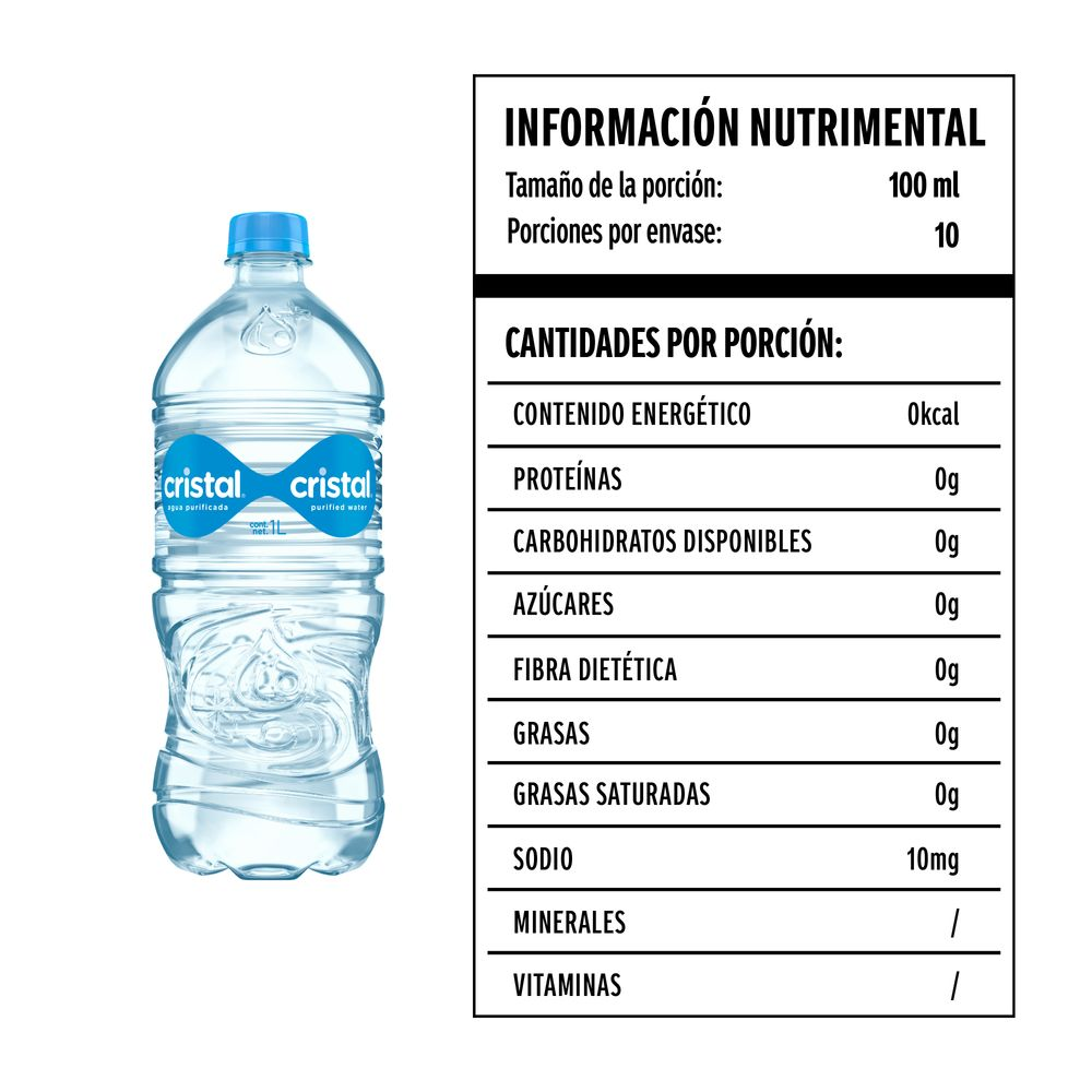 AGUA PURIFICADA  CRISTAL 1  LT.