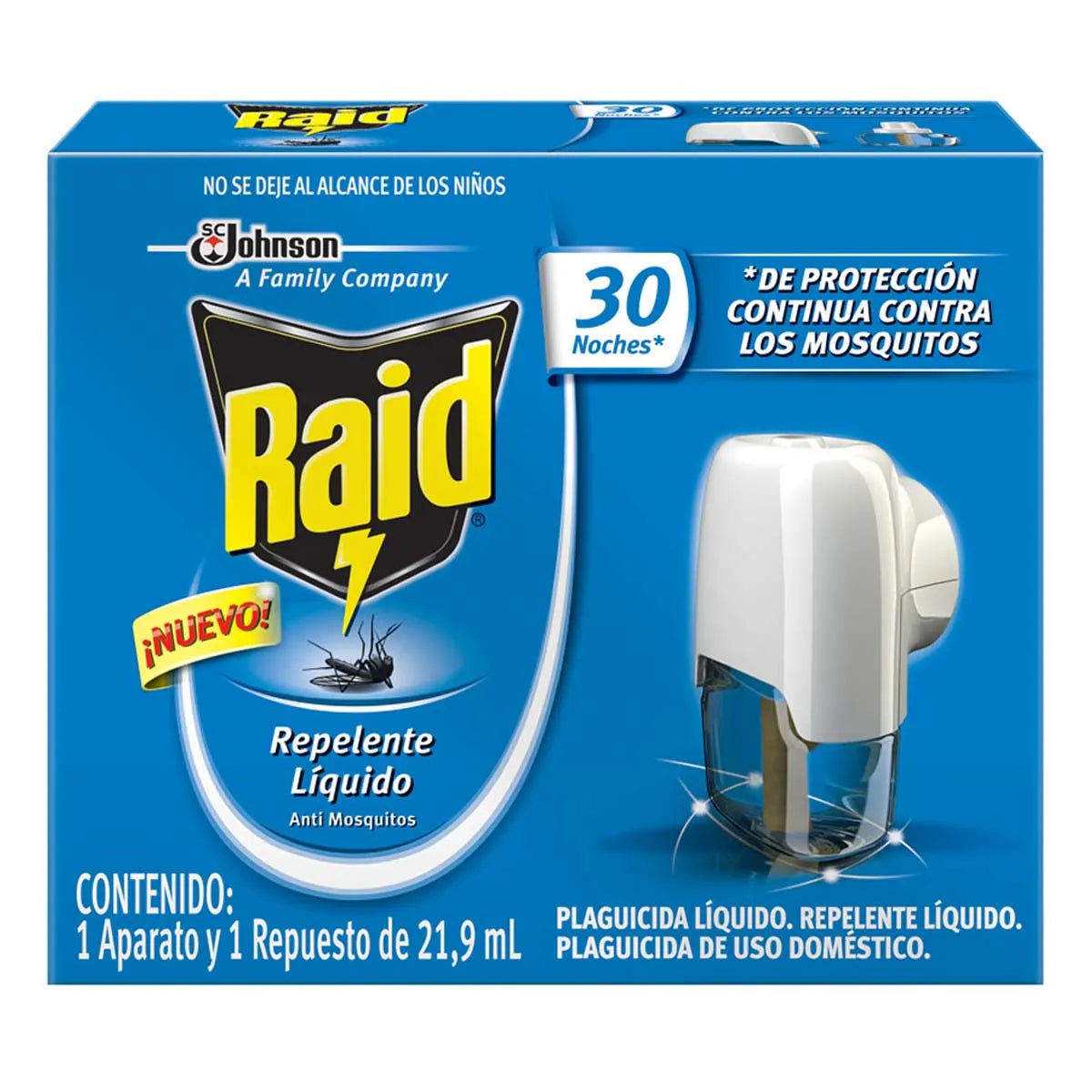 REPELENTE DE INSECTOS RAID LIQUIDO ELECTRICO 30 NOCHES 2  PZA.