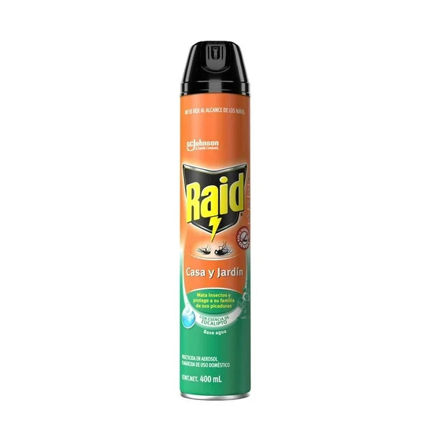 INSECTICIDA  EN AEROSOL RAID CASA Y JARDIN EUCALIPTUS 400  ML.