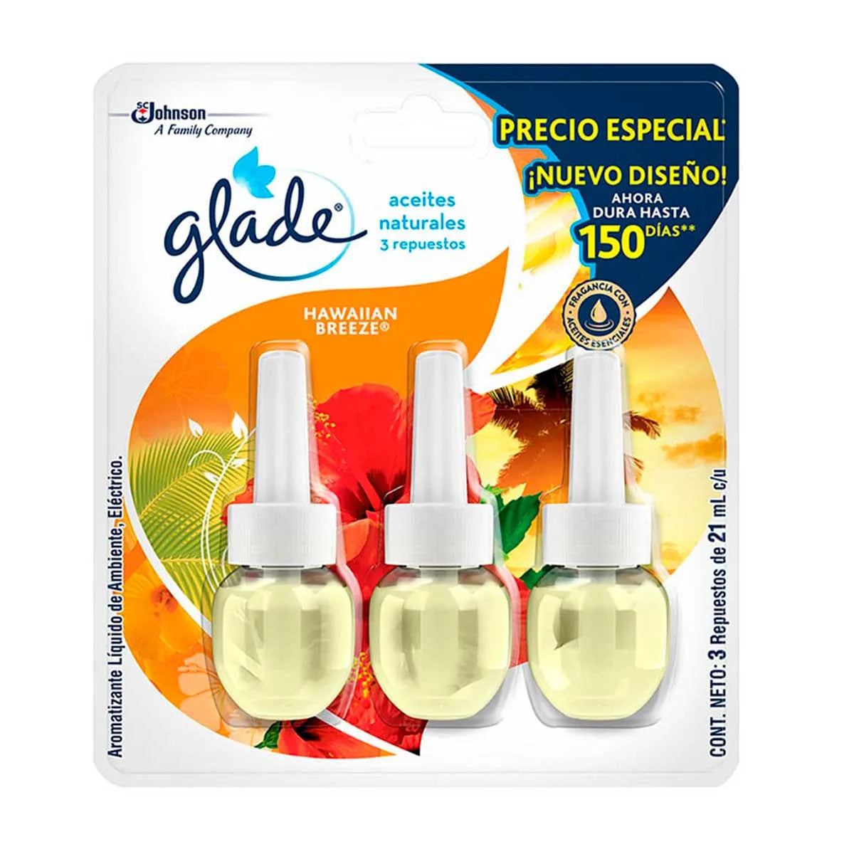 AROMATIZANTE LIQUIDO DE AMBIENTE GLADE HAWAIIAN BREEZE REPUESTO 3  PZA.