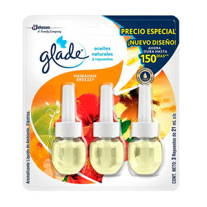 AROMATIZANTE LIQUIDO DE AMBIENTE GLADE HAWAIIAN BREEZE REPUESTO 3  PZA.