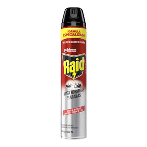 INSECTICIDA AEROSOL RAID MATA HORMIGAS Y ARAÑAS 400  ML.