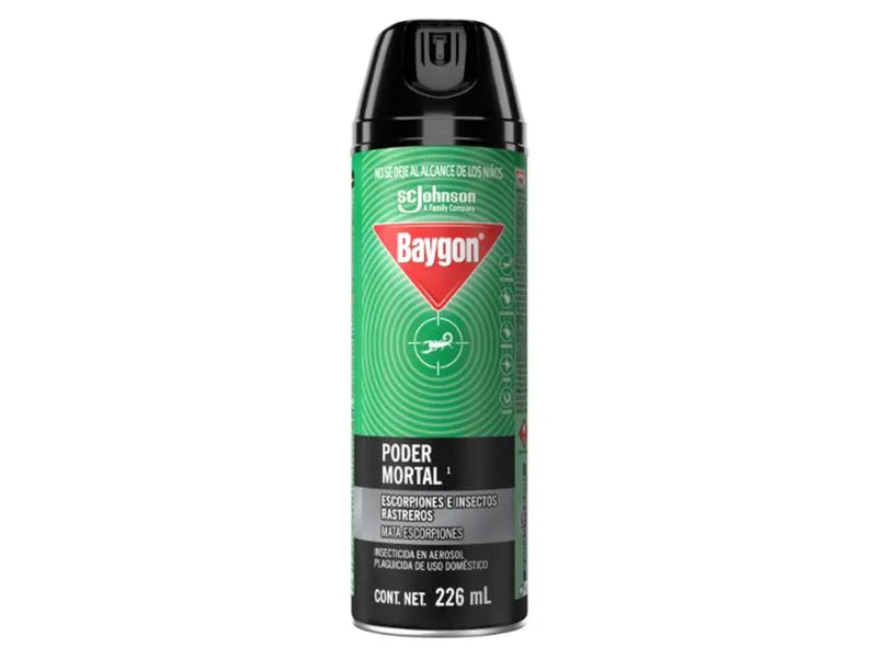 INSECTICIDA AEROSOL  BAYGON  ESCORPIONES E INSECTOS RASTREROS PODER MORTAL 226  ML.