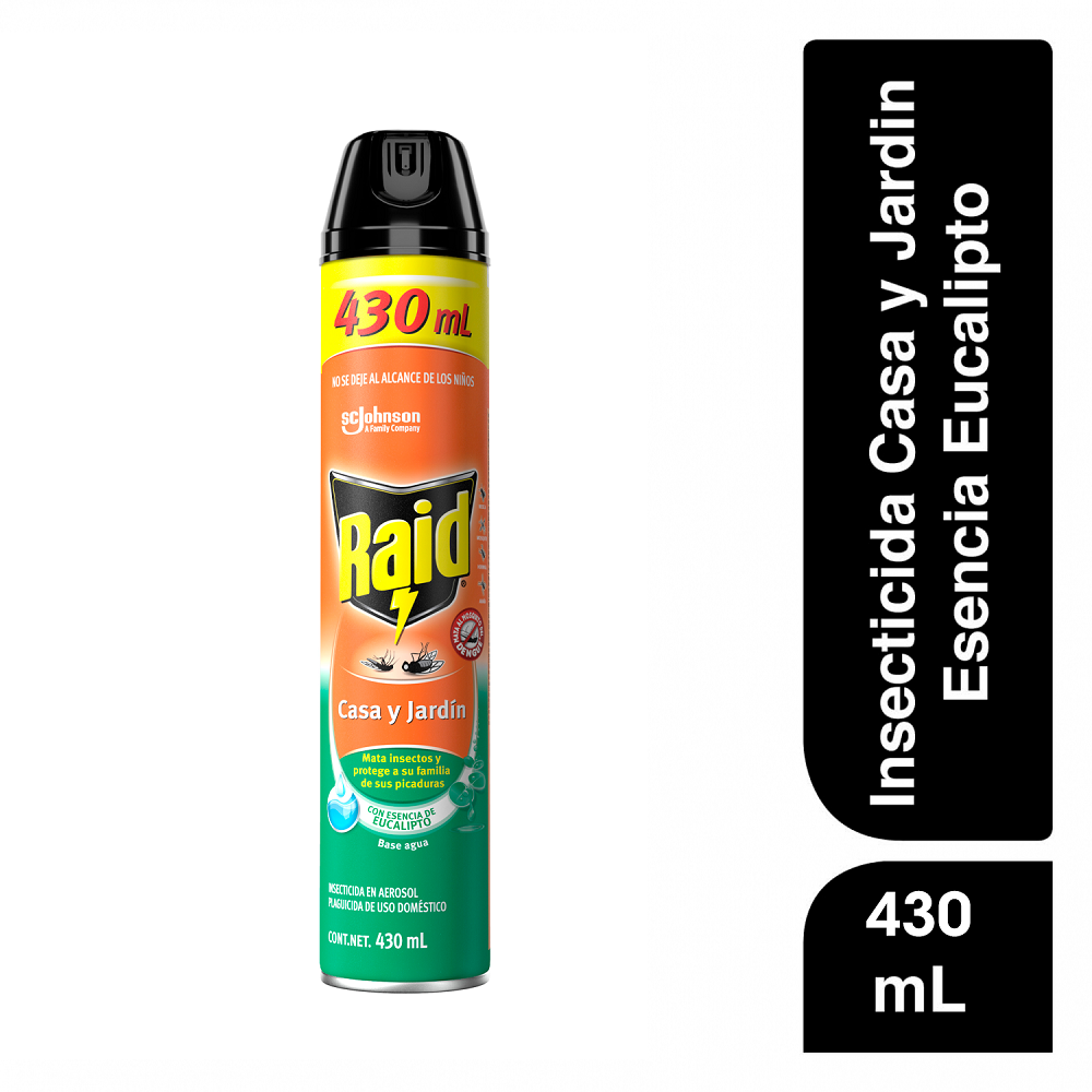 INSECTICIDA EN AEROSOL RAID CASA Y JARDIN EUCALIPTO 430  ML.