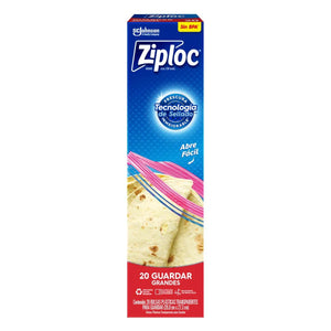 BOLSA HERMETICAS PARA GUARDAR ALIMENTOS ZIPLOC GRANDE 20  PZA.