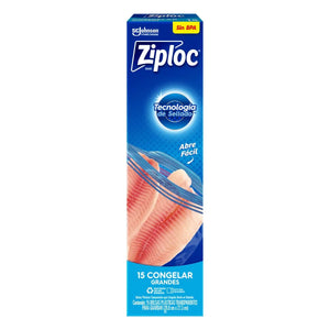 BOLSA HERMETICA PARA CONGELAR ALIMENTOS ZIPLOC GRANDE 15  PZA.