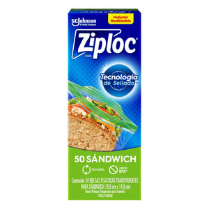 BOLSA HERMETICA PARA SANDWICH ZIPLOC 50  PZA.