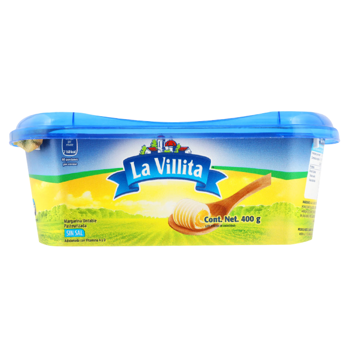 MARGARINA LA VILLITA SIN SAL 400  GR.