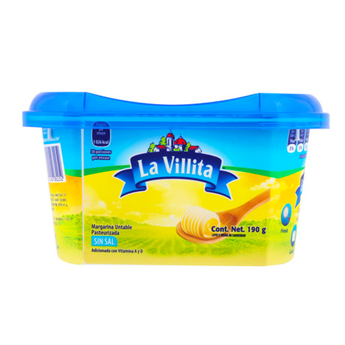 MARGARINA LA VILLITA SIN SAL 190  GR.