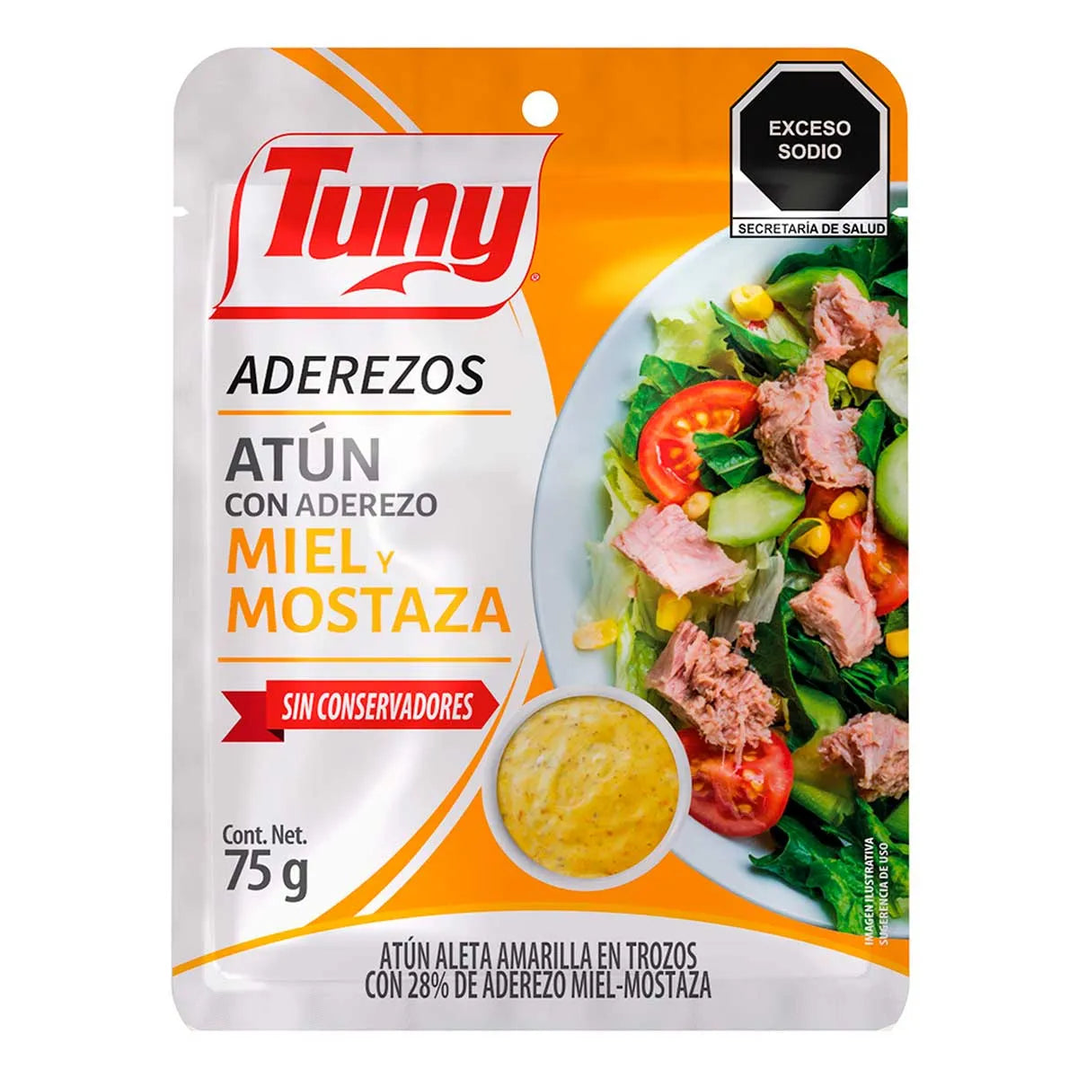 ATUN TUNY CON ADEREZO MIEL Y MOSTAZA POUCH 75  GR.