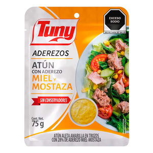 ATUN TUNY CON ADEREZO MIEL Y MOSTAZA POUCH 75  GR.