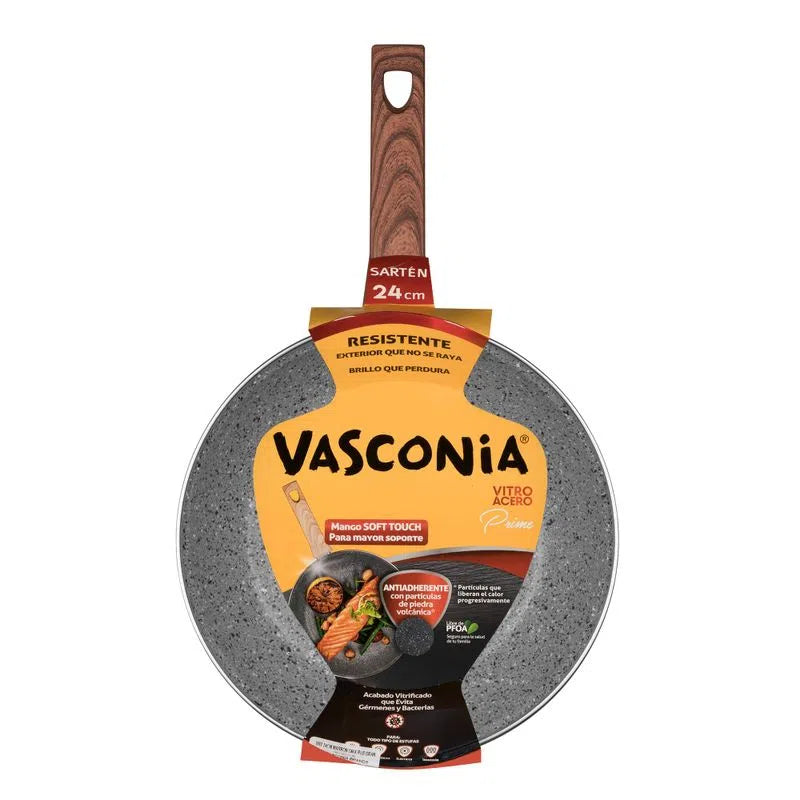 SARTEN 24 CM VASCONIA PRIME DE VITROACERO ONIX MARRON 1  PZA.