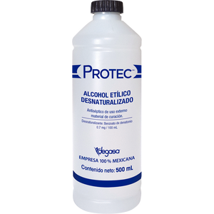 ALCOHOL PROTEC DESNATURALIZADO BOTELLA 500  ML.