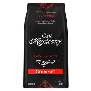 CAFÉ  MEXICANO PURO TOSTADO Y MOLIDO GOURMET 908  GR.