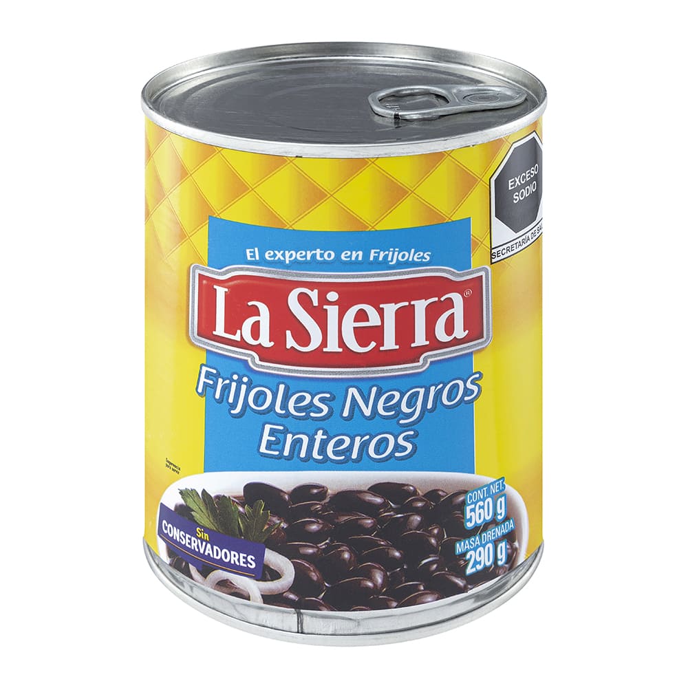 FRIJOLES ENTEROS NEGROS LA SIERRA LATA 560  GR.