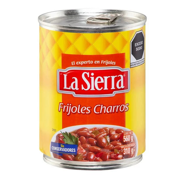 FRIJOLES CHARROS LA SIERRA GRATIS 10% LATA 560  GR.