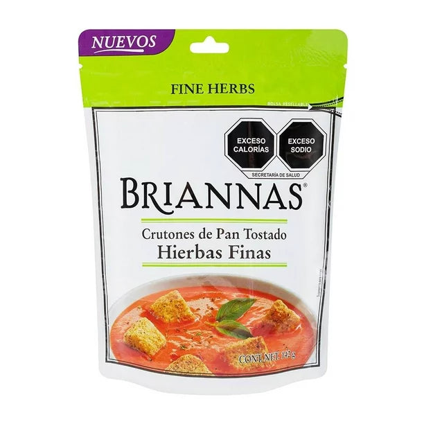 CRUTONES DE PAN TOSTADO SABOR HIERBAS FINAS BRIANNAS BOLSA 142  GR.