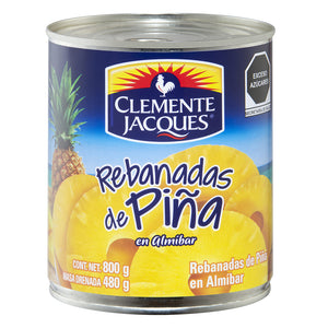 REBANADAS DE PIÑA EN ALMÍBAR  CLEMENTE JACQUES LATA 800  GR.