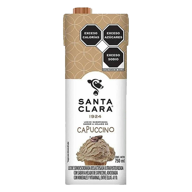 LECHE SANTA CLARA CAPUCCHINO SEMIDESCREMADA ULTRAPASTEURIZADA 750  ML.