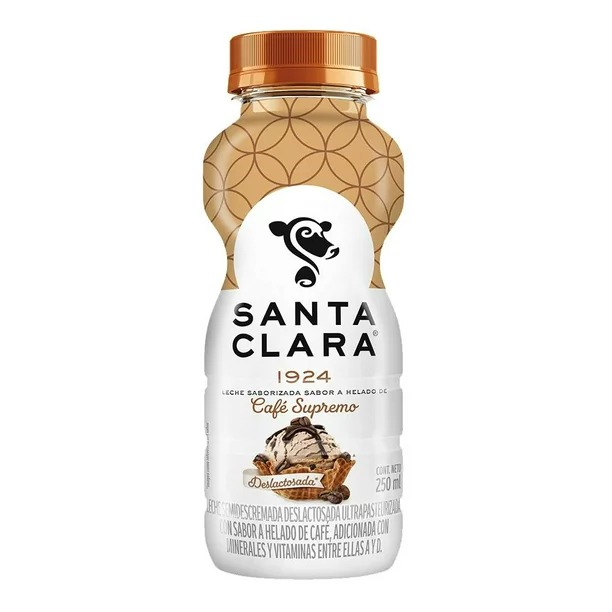 LECHE SABORIZADA SABOR A HELADO DE CAFE SUPREMO SANTA CLARA 250  ML.