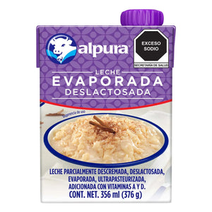 LECHE EVAPORADA ALPURA DESLACTOSADA TETRA 356  ML.