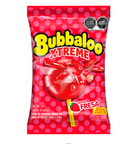 PALETA BUBBALO XTREME FRESA 16.6 GRS DISPLAY 20  PZA.