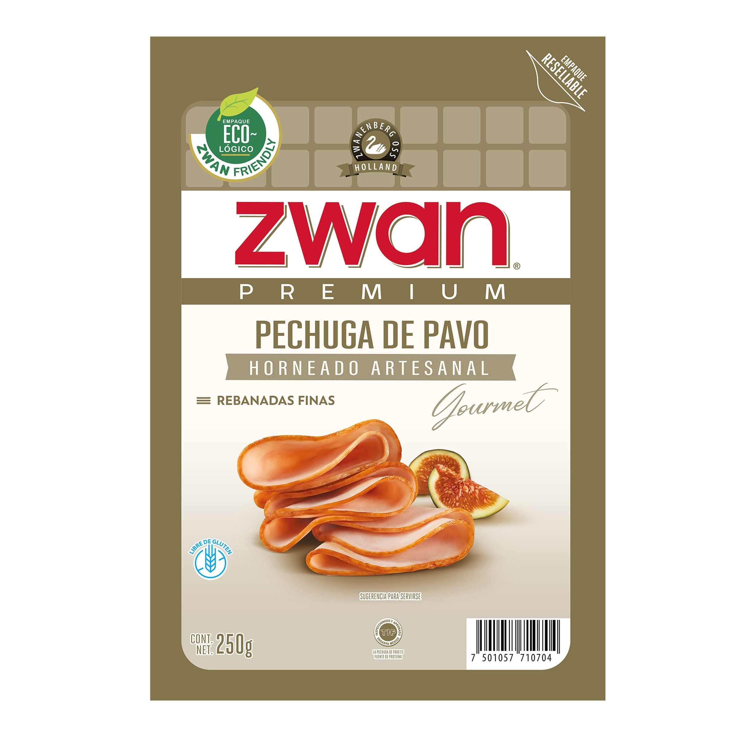 JAMON DE PECHUGA DE PAVO HORNEADO ZWAN 250  GR.