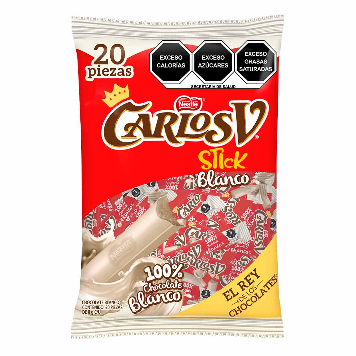 CHOCOLATE CARLOS V BLANCO STICK BOLSA 20  PZA.