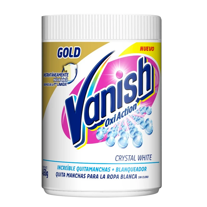 REMOVEDOR DE MANCHAS DE ROPA VANISH CRISTAL WHITE 450  GR.