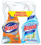 PACK LIMPIADOR LIQUIDO BRASSO ANTIGRASA LIMON + VIDRIOS 2  PZA.