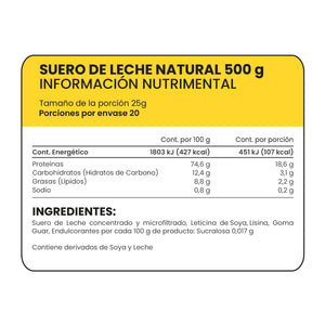 SUERO DE LECHE NATURAL PROWINNER BOTE 500  GR.