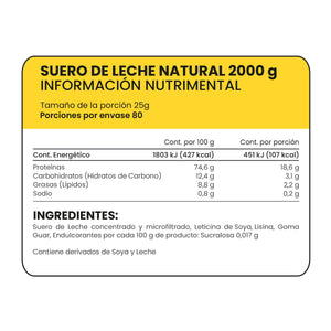 SUERO DE LECHE NATURAL PROWINNER BOTE 2  KG.