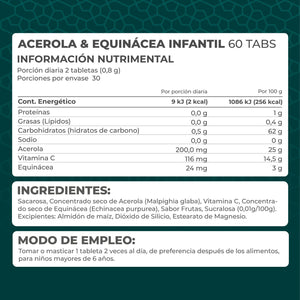 ACEROLA Y EQUINÁCEA INFANTIL FRASCO 60 TABLETAS 1  PZA.