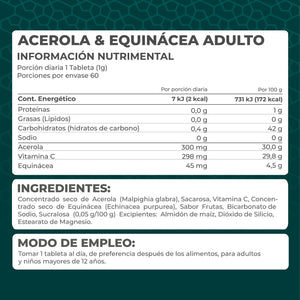 ACEROLA Y EQUNÁCEA FRASCO 60 TABLETAS 1  PZA.