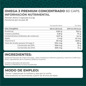 OMEGA 3 PREMIUM 60 CÁPSULAS 60  PZA.