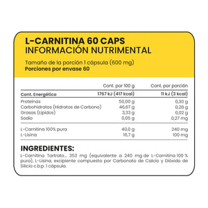 L-CARNITINA 60 CÁPSULAS 60  PZA.