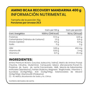 AMINO BCAA RECOVERY MANDARINA 400 GRAMOS 400  Gramos