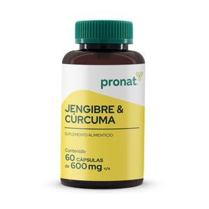 JENGIBRE Y CÚRCUMA PRONAT FRASCO 60 CAPSULAS 1  PZA.